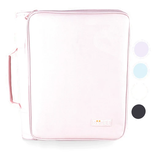 SUNEE Zippered Binder Bag with Handle, 2-Inch 3-Ring O-Ring, 500-Sheet Capacity, includes Zip Pocket, 5-Tab Expanding File Folder, Multi-Pocket Organizer Binder Suitable for Middle School, Pink