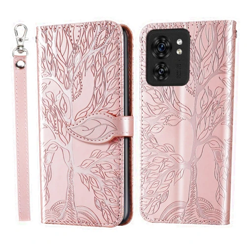 TIPOYOROO Case for Moto Edge 2023 /Moto Edge 40 5G Protective Flip Wallet Case Folio Book PU Leather Phone Case with Card Holder Lanyard Magnetic Closure for Motorola Edge (gen 4)-Rose Gold