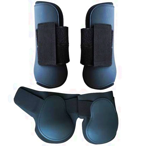 LULUZ Horse Leg Boots Set of 4, Open Front Fetlock and Tendon Boots for Horses Pony - Impact-Absorbing and Breathable (M,Black)