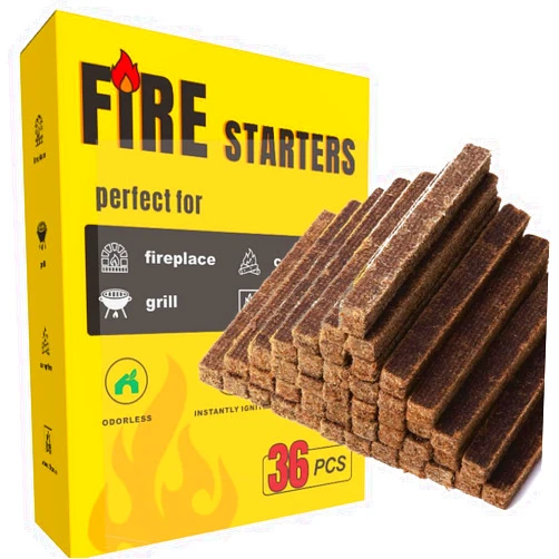 Veperain Fire Starter Sticks, 36 Squares Fire Starter for Wood Stoves, Campfires, Grill Pit and Fireplace, Natural & Waterproof BBQ Fire Starters, Easy to Light, Odourless, Burning Longer