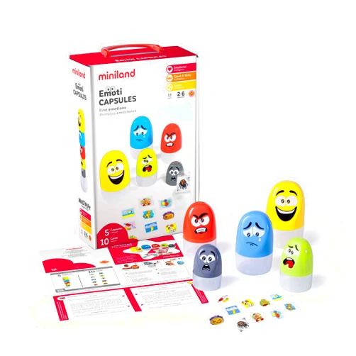 Miniland Emoticapsules. Multicolor and Funny Toy which Represent The Basic Emotions and Invite Children from 2 to 6 Years to Recognize Daily Feelings. SEL Learning
