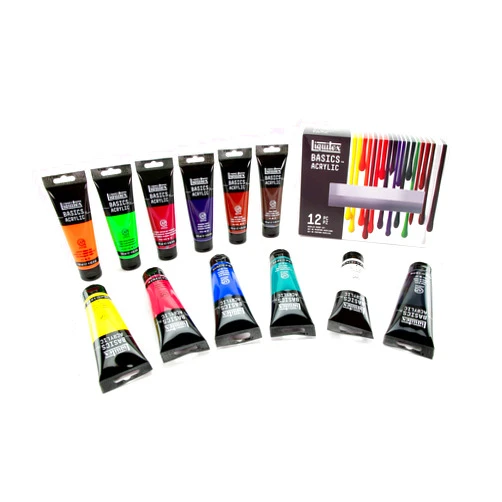 Liquitex BASICS Acrylic Paint Set, 12 x 118ml (4-oz) Tube Paint Set