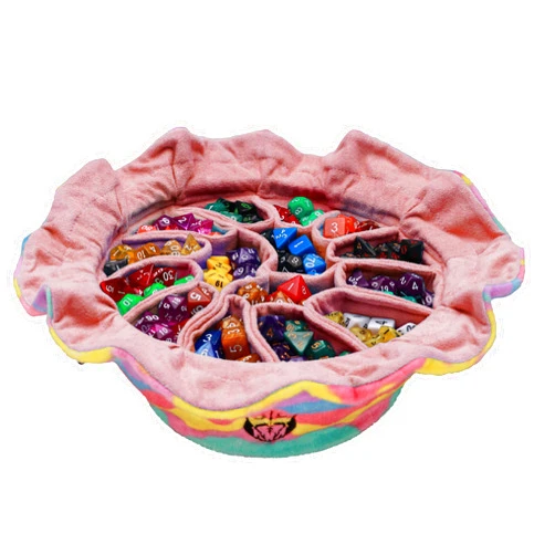 CardKingPro Immense - OCD Edition - Dice Bags with 15 Pockets - Rainbow & Pink - Capacity 200+ Dice - Great for Dice Hoarders [Patented Design]