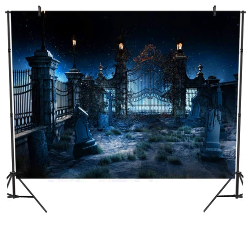 DULUDA 8X6FT Halloween Photography Backdrops Halloween Backdrop for Pictures Night Cemetery Photo Booth Background Halloween Photography Props HW40G