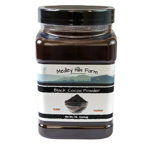 Medley Hills Farm Black cocoa powder by Medley hills farm 1 Lb. in Reusable Container - Great Black cocoa powder for baking - Dutch Processed Cocoa Powder - Unsweetened