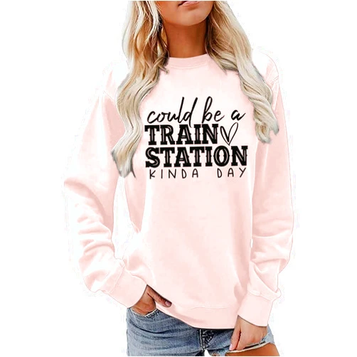 IZFHT Tree Tops Glisten and Children Listen to Nothing Sweatshirts Women Christmas Trees Crew Neck Graphic Shirt