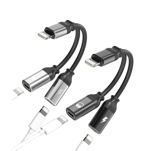 Zoyuzan Iphone Lightning Adapter 2in1 Charger Headphone Splitter(2Pack)Audio Charging Dual Jack Adaptador Para AUX Cable Double Dongle Apple MFI Certified for 13 12 11 14 Pro Max Mini Xs Se 7 X Xr 8 Plus Ipad