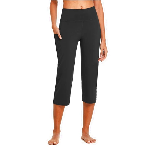 baleaf Womens Yoga Capri Pants High Waist Capri Leggings with Pockets Wide Leg Crop Exercise Workout Summer Pants