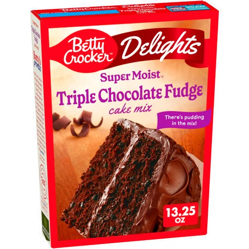 Betty Crocker Delights Super Moist Triple Chocolate Fudge Cake Mix, 13.25 oz