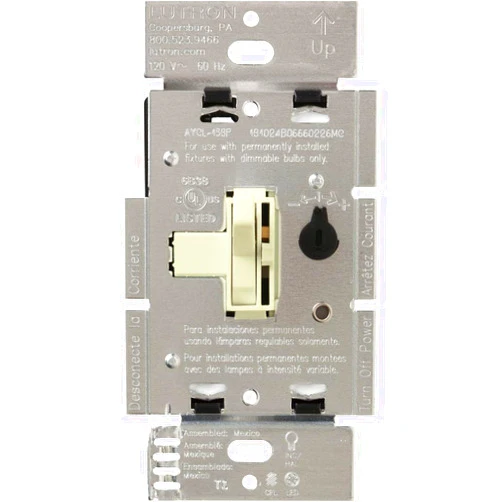 Lutron Toggler LED+ Dimmer Switch for Dimmable LED, Halogen and Incandescent Bulbs, 250W/Single-Pole or 3-Way, AYCL-253P-AL, Almond