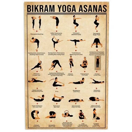 Generic Ara Step Retro Yoga Art Poster Prints (Bikram Yoga Asanas Vertical Art Print Poster, Indoor Home Decoration Gift, 297 x 420 mm / 11.7 x 16.5 inches)