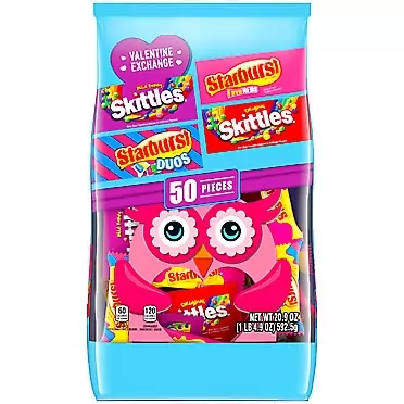 SKITTLES and STARBURST Fun Size Valentine's Day Candy, 20.9-Ounce Mixed Bag, 50 Pieces