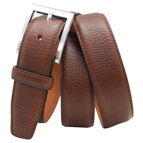 TheBeltShoppe.com Buffalo Leather Pebble Grain Dress Belts - Black, Tan, or Brown