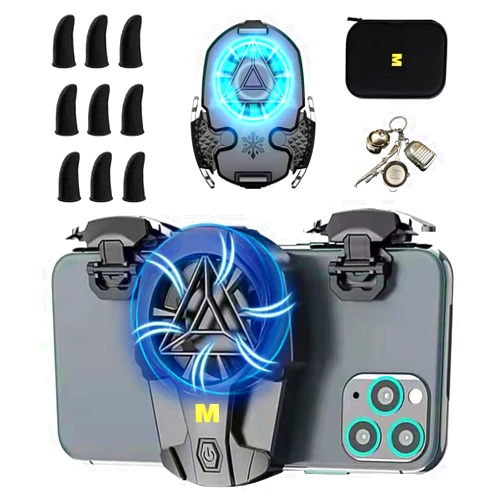 Mikirini 14 in 1 PUBG Mobile Phone Triggers with Cooling Fan, Cell Phone Gaming Controller with Cooler for PUBG/Call of Duty/Rules of Survival/Free Fire