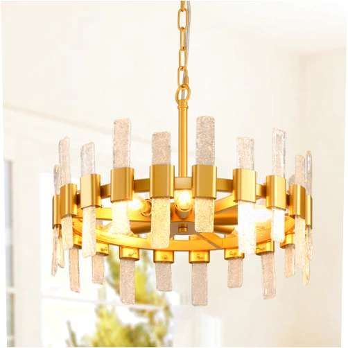 GZDEZCL Gold Crystal Chandeliers, 6 Light Modern Crystal Chandelier Light Fixture 18