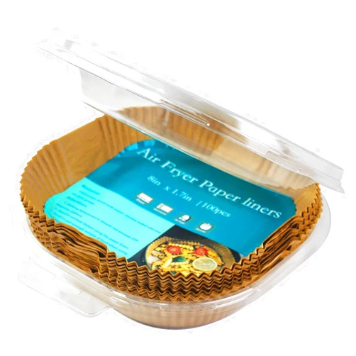 Baxykez Air Fryer Disposable Paper Liners,100pcs(8inch) Air Fryer Paper Liner,Square Oil Proof Parchment Sheets,Air fryer accessories,Air fryer non-stick natural parchment paper basket bowl for baking food