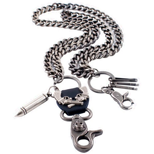 MiDube Long Wallet Chain Biker Punk Key Chains Hip Hop Skull Pant Chain Heavy Waist Chain Suitable for Men’s Jean Belt Loop