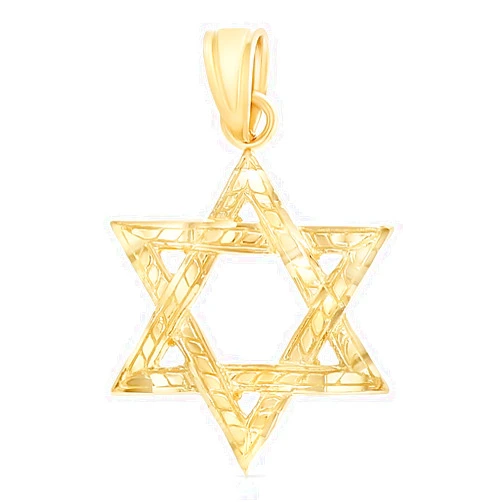 Ioka 14K Yellow Gold Star of David Charm Tiny Size Jewish Pendant For Necklace or Chain