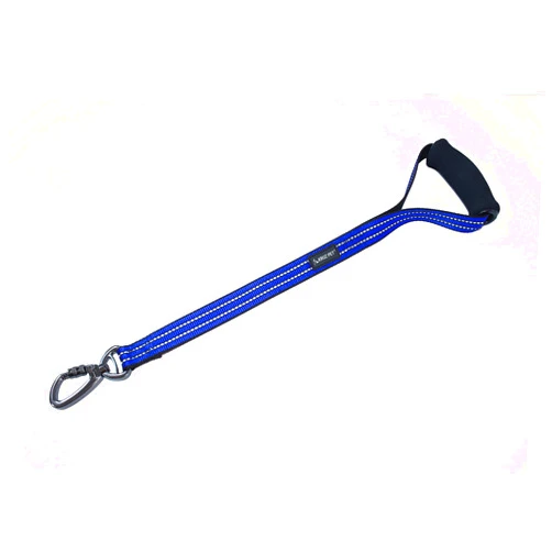 KRUZ PET KZV1020H-15L Short Traffic Leash – Training Dog Leash - Reflective Heavy Duty Click & Lock, Strong, Secure Nylon Safety Lead with Locking Carabiner Clip and Foam Handle, Blue, 1