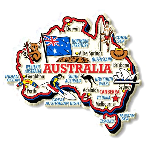 Classic Magnets Australia Jumbo Country Map Magnet by Classic Magnets, Collectible Souvenirs Made in The USA