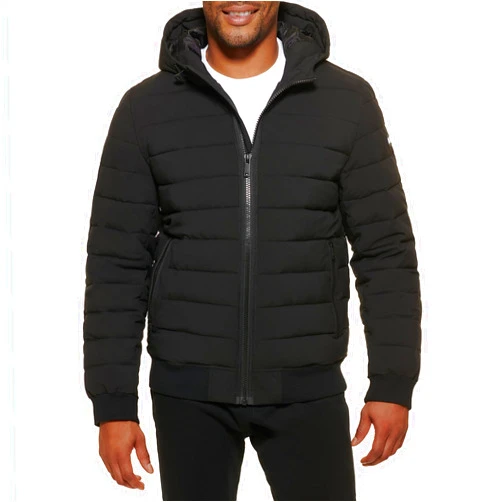 DKNY Men's Quilted Performance Hooded Bomber Jacket