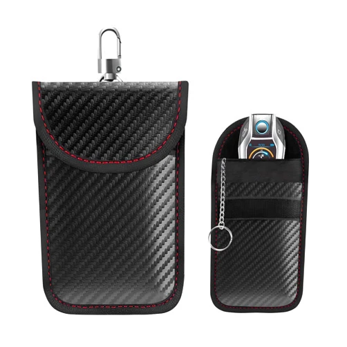Sylvil Faraday Bag, Carbon Fiber Faraday Key Fob Protector for Phones & Laptop & Car Keys & Tablets, Anti-Theft & Anti-Tracking RFID Signal Blocking Holder, Car Accessories (Medium)