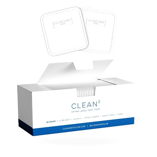 Clean Skin Club Clean² Pads 2.0 [NEW & IMPROVED EDGES] Guaranteed Not to Shed & Tear Face Pads, Unique Triple Layers, Textured & Ultra Soft Side, Organic Disposable Cotton, Pair with Makeup Remover