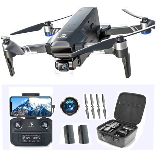 TRIPLEFINE TF35 PRO 2-Axis Gimbal Drone with Camera for adults 4k, 2 Batteries 80-Min Flight Time, 11500 FT Range Transmission, 4K/30FPS EIS Camera, GPS Drone with Brushless Motors, FAA Certification Completed