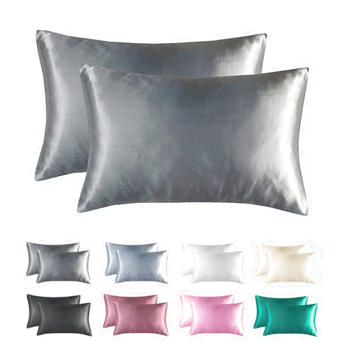 JOBOSO Satin Pillow Case King Size Set of 2 Soft and Silky Anti-Wrinkle Easy Maintenance Pillow Covers for Hair and Skin (Envelope Closure 20x40 inches Dark Gray)