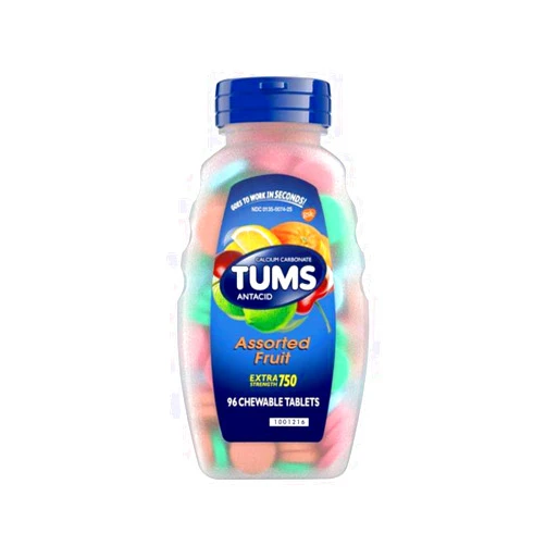 TUMS Antacid Chewable Tablets – Assorted Fruit, Extra Strength 750, 96 Tablets