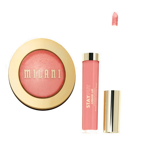 Milani Baked Blush - Petal Primavera + Stay Put Longwear Liquid Lipstick - Smudge-Proof, Kiss-Proof, and Fade-Resistant Formula for All-Day Wear - The Moment