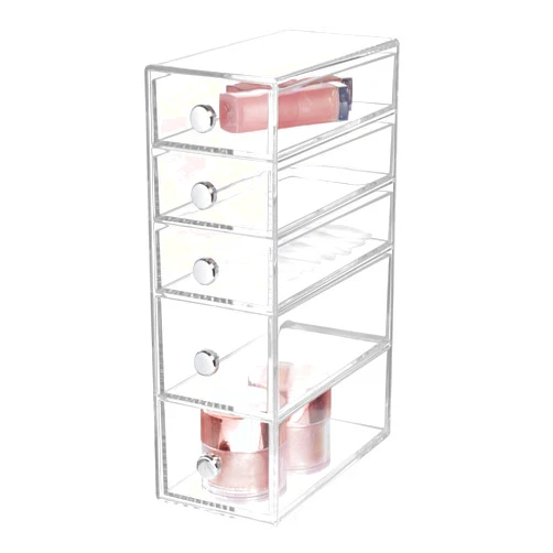 InterDesign iDesign Clarity Plastic Cosmetic 5-Drawer Organizer, Jewelry Countertop Organization for Vanity, Bathroom, Bedroom, Desk, Office, 3.25