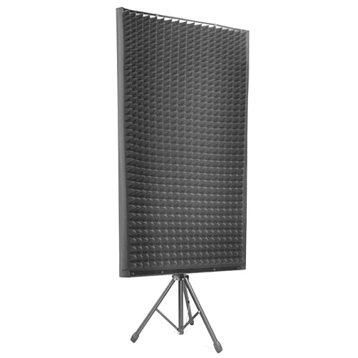 Pyle PSiP24 Acoustic Isolation Absorber Shield Sound Wall Panel Studio Foam and Dampening Wedge with Height Adjustable Stand,Charcoal Gray