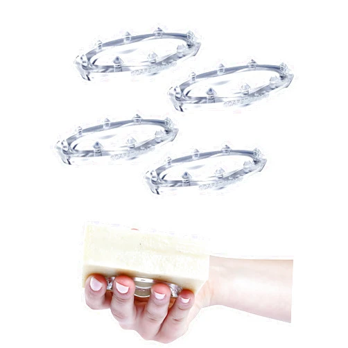 SoapStandle Bar Soap Gripper No Goo or Mess Soap Holder for Bath and Showers 4 Pack, Clear