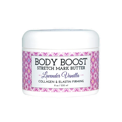 Body Boost Lavender Vanilla Stretch Mark Butter 8 oz.- Helps Treat Stretch Marks and Scars- Pregnancy and Nursing Safe- with Shea Butter