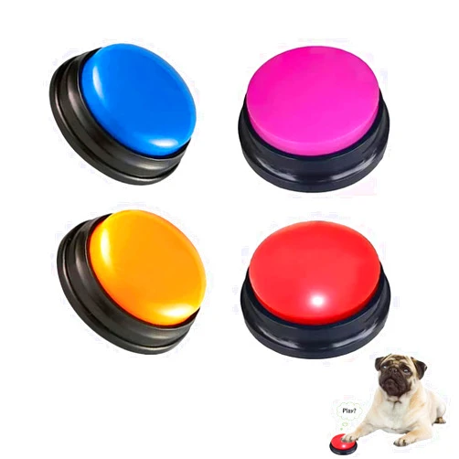FINEST+ Voice Recording Button for Communication Pet Training Buzzer, 30 Second Record&Playback Dog Toy, Voice Recording Clicker for Cat, Puppy, Pet Trainin, Funny Gift for Study Office Home 4 Pcs