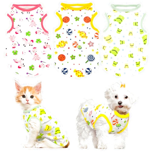 Petcare 3 Pack Dog Shirt Cute Puppy Dog Clothes for Small Dogs Girl Soft Cotton Pet Sleeveless Vest Chihuahua Yorkie Clothes Shih Tzu Dog Outfit Doggy Kitten Small Dog Clothes Female,M