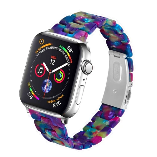 Glourith Resin Fashion Watch Band Compatible with Apple watch Bands 38mm 40mm 41mm 42/44/45mm Women Men, Tortoise Shell Slim Cute Bracelet Strap, Lightweight Wristband for Iwatch SE Series 7/6/5/4/3/2/1