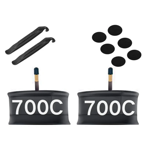 Vancom 2 - Pack Heavy Duty 700c Bike Tube with Strong Airtightness and Puncture Resistant 700X18/25/35/43C Bicycle Butyl Rubber Inner Tube with 48mm Schrader Valve for Road Bike, City Bike,Commuter Bike