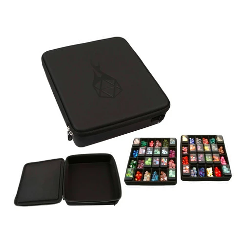 Forged Dice Co. Double Dice Tray Dice Case - Holds 40 Plastic Dice Storage Cubes or 14 Dice Per Section up to 560 Total Dice - Dice Tray and Display Case Compatible with Chessex Cubes and DnD Dice
