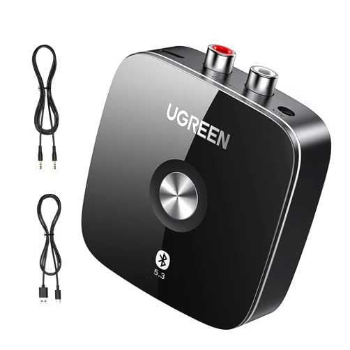 UGREEN Bluetooth AUX Adapter Built-in Battery, Support Dual Pairs Bluetooth 5.3 Receiver for Old Stereo Receiver, 3.5mm/ RCA Dual Channel Bluetooth Audio Receiver Adapter for Home Stereo Speakers