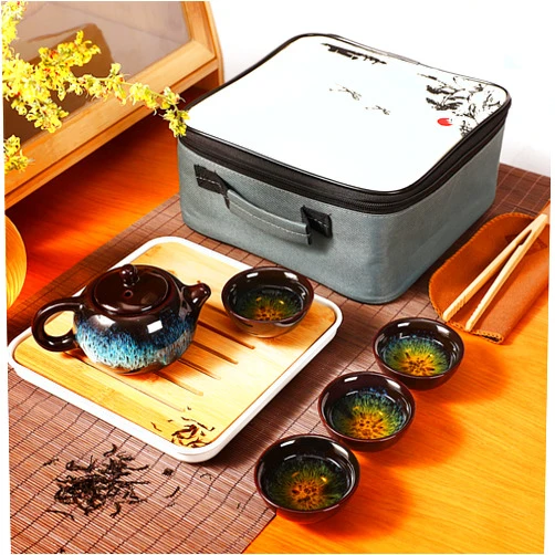 Lifavor Procelain Chinese Tea Set, Portable Gongfu Teapot Set with Tea Maker and Bag, Tea Sets for Travel, Gifting, Home, Picnic, Office