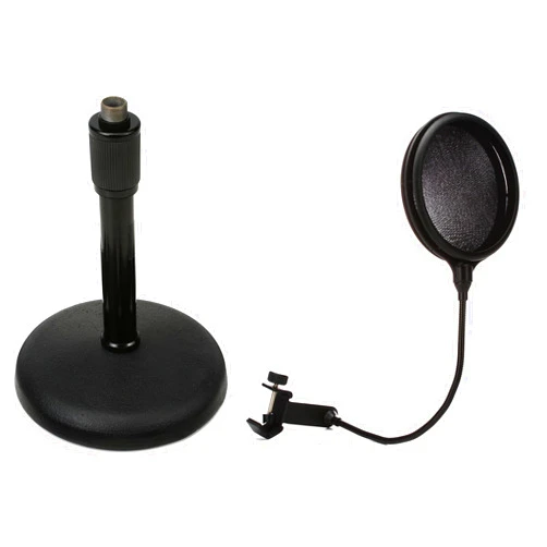 Generic Atlas Sound DS7E Adjustable Height Desktop Microphone Stand - Black + Gator GM-POP FILTER - Pop Filter Value Bundle