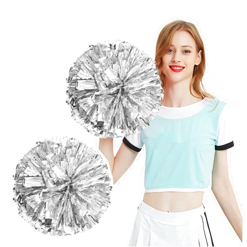 Generic 2 Pack Cheer pom poms , Professional Cheerleader Pom Poms ,for Team Spirit Sports Dance Cheer Kids Adults (Silver)