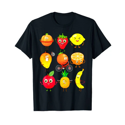 Vegetables Lover Gift Co. Funny Fruits Collage Fruit and Vegetables T-Shirt