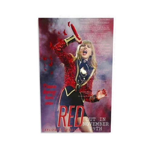 Generic Taylor Poster Swift Red Poster Music Album Canvas Prints Poster Unframe:12x18inch(30x45cm)