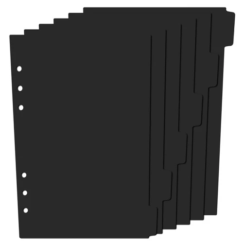 simarro 6-Ring Binder Plastic Divider Set, A5 Insertable Binder Dividers Suitable 6 Tab Binder Dividers for Notebooks and Binders(Black)
