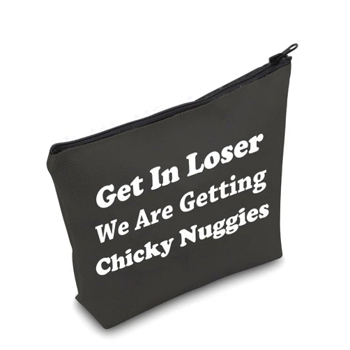 LEVLO Funny Chicken Nuggets Gifts Get In Loser Makeup Bags For Best Friend Christmas Gifts (Buggies+black)
