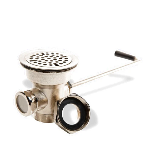 STEADYKLEEN 3-inch Sink Drain Waste Drain Valve with Twist Handle, Fits Commercial 3 Compartment Sink Style Drains, Controls Sink Drain Stopper - Handy Brass Reducer Included