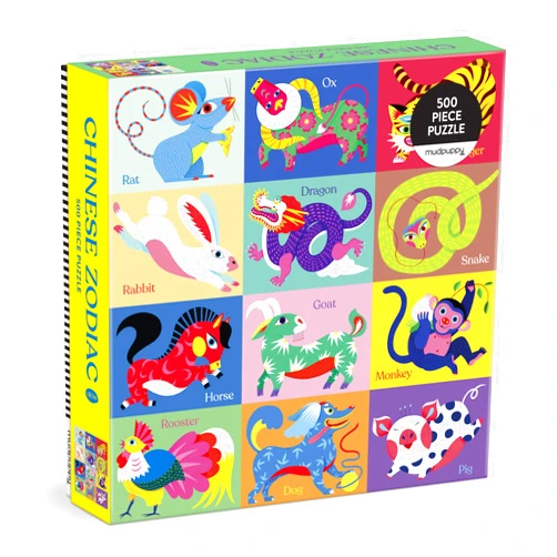 Mudpuppy Chinese Zodiac – 500 Piece Family Jigsaw Puzzle Featuring Colorful Illustrations of The 12 Animals Represented in The Chinese Zodiac